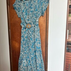 Zara Blue and White Shirt Dress